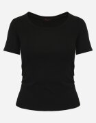 romee's T-shirt Negru cu dungi cu încrețituri laterale Nedala