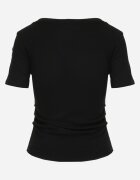 romee's T-shirt Negru cu dungi cu încrețituri laterale Nedala
