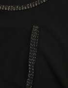 romee's T-shirt simplu din bumbac cu borduri decorative împletite Thalia Negru