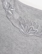 romee's Top cu bretele de lenjerie Gri închis din bumbac decorat cu dantelă Bernelle
