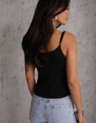 romee's Top de lenjerie Negru din Bumbac cu Dantelă cu Bretele Reglabile Beralisse