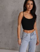 romee's Top de lenjerie Negru din Bumbac cu Dantelă cu Bretele Reglabile Beralisse
