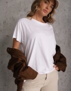 romee's Tricou Alb Basic Oversize din Bumbac Elusis