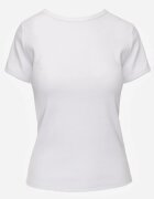 romee's Tricou Alb de Bumbac cu Croială Mulată din Material Reiat Lailya