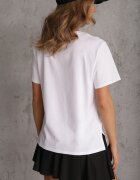 romee's Tricou Alb de Bumbac Decorat Lateral cu Decupaje Brinelle