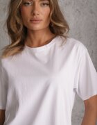 romee's Tricou Alb de Bumbac Oversize Neduna