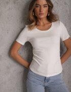 romee's Tricou Alb în dungi cu încrețituri pe laterale Nedala