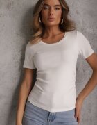 romee's Tricou Alb în dungi cu încrețituri pe laterale Nedala