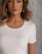romee's Tricou Alb în dungi cu încrețituri pe laterale Nedala