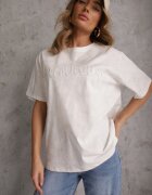 romee's Tricou Alb Oversize din Bumbac Decorat cu Broderie cu Paiete Marivia