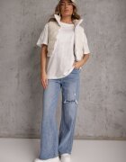 romee's Tricou Alb Oversize din Bumbac Decorat cu Broderie cu Paiete Marivia