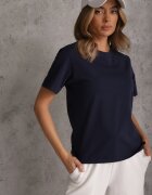 romee's Tricou bleumarin din bumbac decorat pe lateral cu fante Brinelle