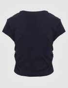 romee's Tricou Bleumarin Mulat cu Drapaje din Țesătură de Bumbac în Dungi Assarena