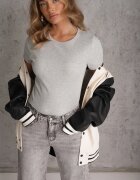 romee's Tricou Gri De Bumbac Croială Ajustată Din Material Reiat Lailya