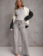 romee's Tricou Gri De Bumbac Croială Ajustată Din Material Reiat Lailya