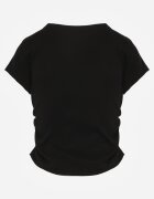romee's Tricou Mulat Negru cu Încrețituri din Țesătură de Bumbac cu Dungi Assarena