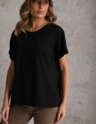 romee's Tricou Negru Basic Oversize din Bumbac Elusis