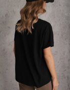 romee's Tricou Negru Basic Oversize din Bumbac Elusis