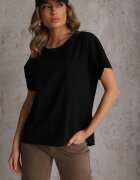 romee's Tricou Negru Basic Oversize din Bumbac Elusis