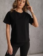 romee's Tricou negru de bumbac decorat pe laterale cu fante Brinelle