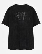 romee's Tricou oversize negru de bumbac cu inscripție brodată cu paiete Talomora