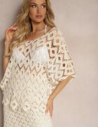 rosa Bluză Cardigan Bej Perforată din bumbac cu mâneci evazate Wavana