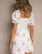 rosa Bluză Fucsia din Bumbac cu Decolteu Spaniol și Broderii Nilissa