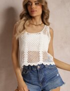 rosa Bluză Top Albă De bumbac Stil croșetat Aphia