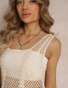 rosa Bluză Top Bej din bumbac în stil croșetat Aphia