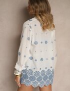 rosa Cămașă Albă din Bumbac cu Broderie Izolia