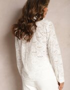 rosa Cămașă Albă din Bumbac cu Guler tunica Broderie și Inserții ajurate Mylina