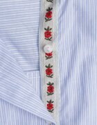 rosa Cămașă Albastră din bumbac Decorată cu broderie și guler înalt cu volan Linivia