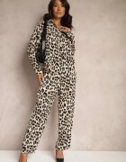 rosa Cămașă Bej Clasică cu model de leopard Zinvaria