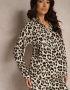 rosa Cămașă Bej Clasică cu model de leopard Zinvaria