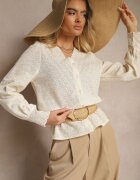 rosa Cămașă Bej deschis din bumbac cu model ajurat Yorisia