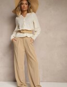 rosa Cămașă Bej deschis din bumbac cu model ajurat Yorisia