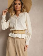 rosa Cămașă Bej deschis din bumbac cu model ajurat Yorisia
