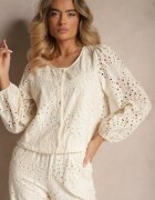rosa Cămașă Bej Din Bumbac Decorată Cu Broderie Fonliria