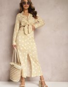 rosa Cămașă bej din bumbac decorată cu model cu buline Aglide