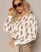 rosa Cămașă Bej-Maro Din bumbac Cu un model discret Paisley Kaisleigh
