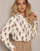 rosa Cămașă Bej-Maro Din bumbac Cu un model discret Paisley Kaisleigh
