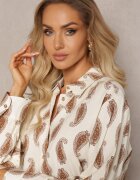rosa Cămașă Bej-Maro Din bumbac Cu un model discret Paisley Kaisleigh