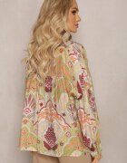 rosa Cămașă bej-verde cu Viscoză închisă cu nasturi cu model modern cu ornamente Mingula