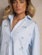 rosa Cămașă din bumbac albastru deschis Cu aplicații decorative Katirina