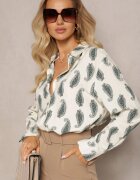 rosa Cămașă din bumbac Bej-Verde cu model mic Paisley Kaisleigh