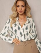 rosa Cămașă din bumbac Bej-Verde cu model mic Paisley Kaisleigh