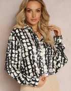 rosa Cămașă Neagră cu Imprimeu Abstract Geometric Nareena