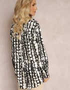 rosa Cămașă Neagră cu Imprimeu Abstract Geometric Nareena