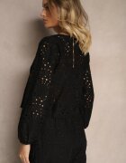 rosa Cămașă Neagră de bumbac Decorată cu Broderie Fonliria
