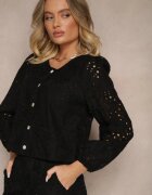 rosa Cămașă Neagră de bumbac Decorată cu Broderie Fonliria